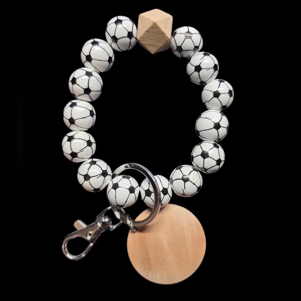 Soccer Ball Beaded Bracelet Keychain